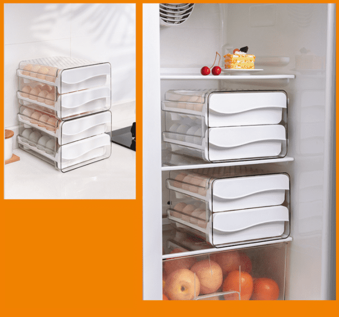 Plastic Stackable 40 Eggs Kitchen Fridge Egg Container.
